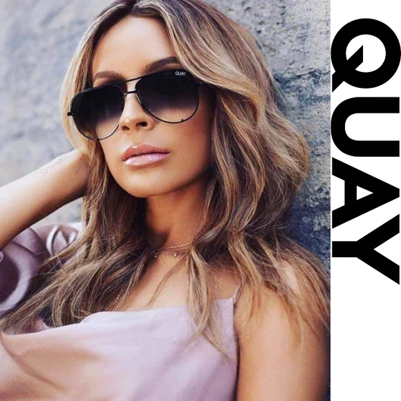 Quay High Key 126 Black/smoked lenses  Aviator Sunglasses Polarized - Picture 3 of 9